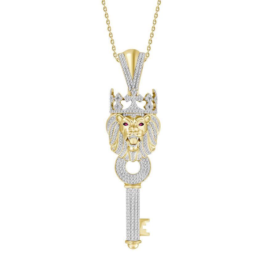 MEN'S PENDANT 7/8 CT ROUND DIAMOND 10K YELLOW GOLD