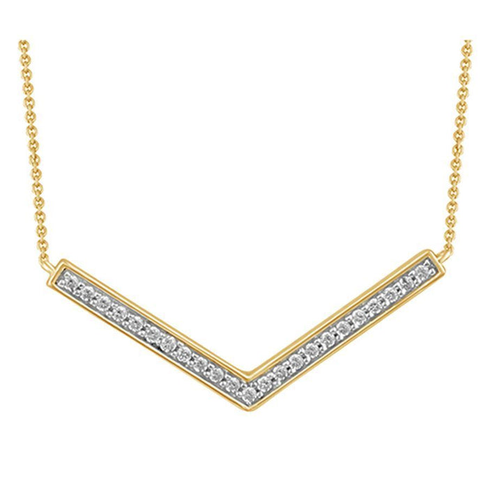 LADIES NECKLACE 1/6 CT ROUND DIAMOND 10K YELLOW GOLD