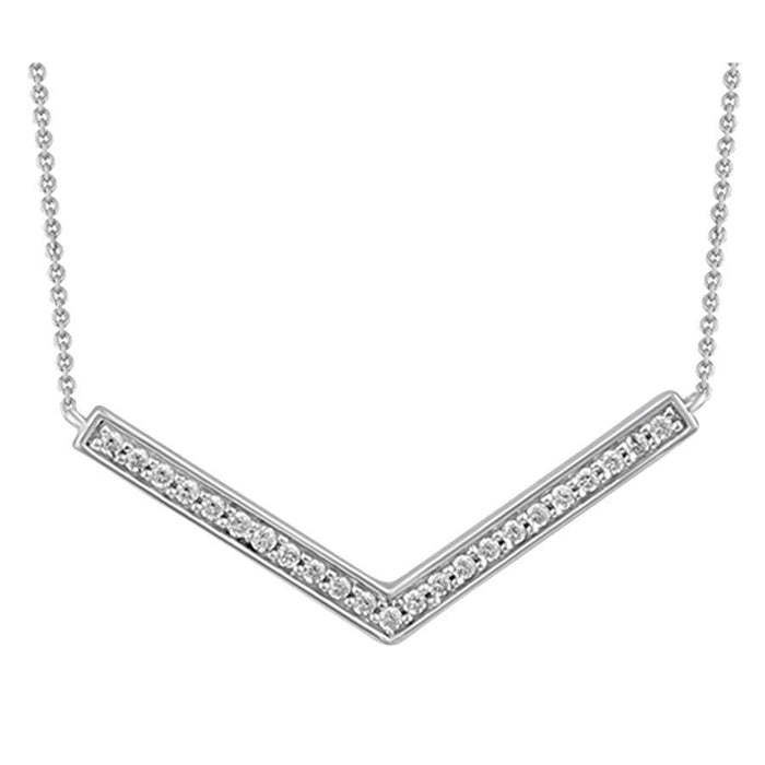 LADIES NECKLACE 1/6 CT ROUND DIAMOND 10K WHITE GOLD