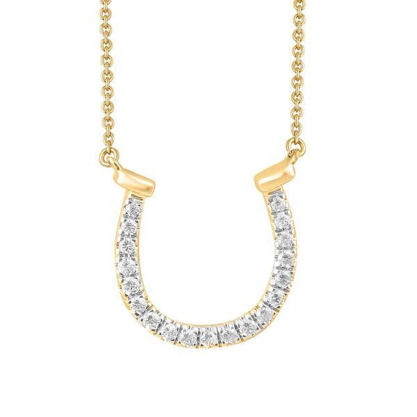LADIES NECKLACE 1/10 CT ROUND DIAMOND 10K YELLOW GOLD