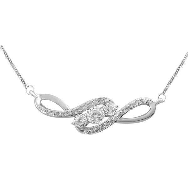 LADIES NECKLACE 1/4 CT ROUND DIAMOND 10K WHITE GOLD