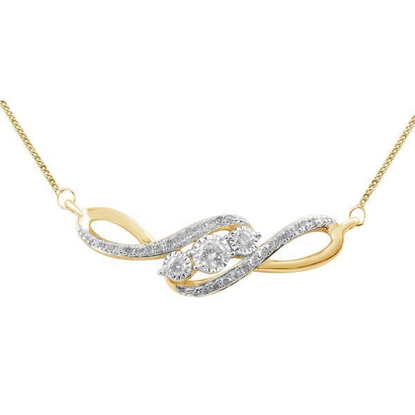 LADIES NECKLACE 1/4 CT ROUND DIAMOND 10K YELLOW GOLD