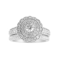 Thumbnail for LADIES BRIDAL RING SET 1 CT ROUND DIAMOND 14K WHITE GOLD