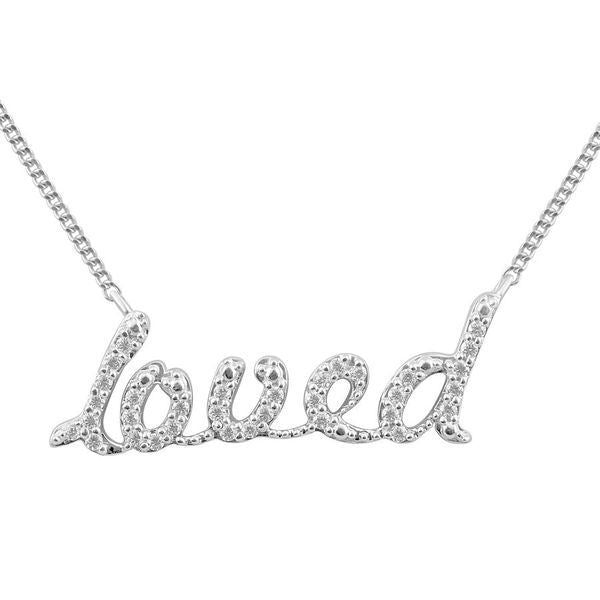 LADIES NECKLACE 1/10 CT ROUND DIAMOND 10K WHITE GOLD