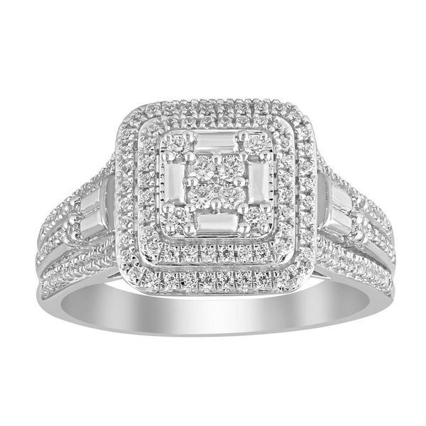 LADIES BRIDAL RING SET 1/2 CT ROUND DIAMOND 10K WHITE GOLD