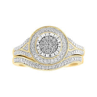 Thumbnail for LADIES BRIDAL RING SET 1/4 CT ROUND DIAMOND 10K YELLOW GOLD