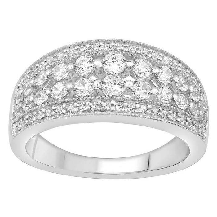 LADIES RING 1 CT ROUND DIAMOND 10K WHITE GOLD