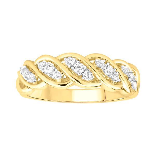 LADIES BAND 1/4 CT ROUND DIAMOND 10K YELLOW GOLD