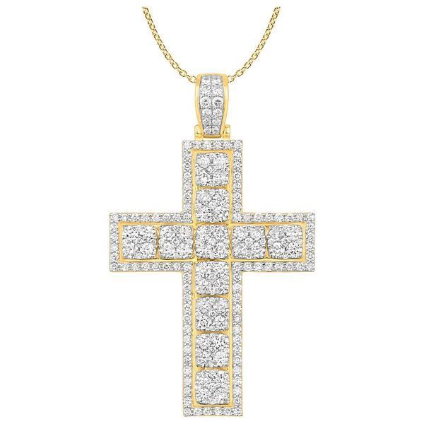 MEN'S CROSS 3 1/4 CT ROUND DIAMOND 10K YELLOW GOLD