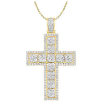 Thumbnail for MEN'S CROSS 3 1/4 CT ROUND DIAMOND 10K YELLOW GOLD
