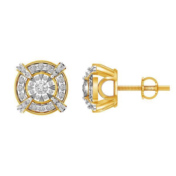MEN'S EARRINGS 1/2 CT ROUND DIAMOND 10K YELLOW GOLD