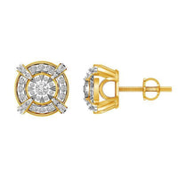 Thumbnail for MEN'S EARRINGS 1/2 CT ROUND DIAMOND 10K YELLOW GOLD