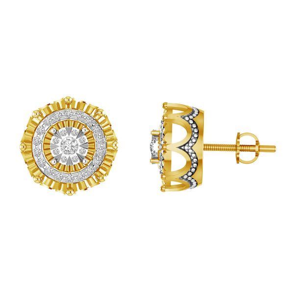 MEN'S EARRINGS 1/2 CT ROUND DIAMOND 10K YELLOW GOLD