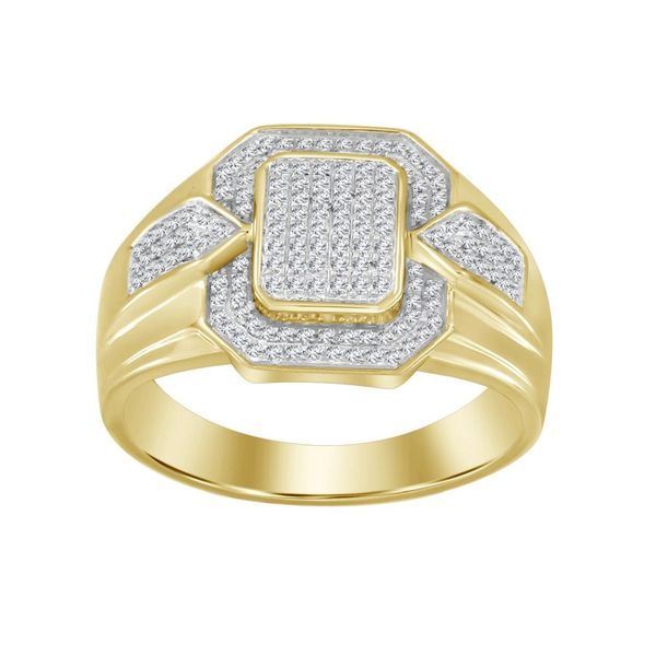 MEN'S RING 1/4 CT ROUND DIAMOND 10K YELLOW GOLD