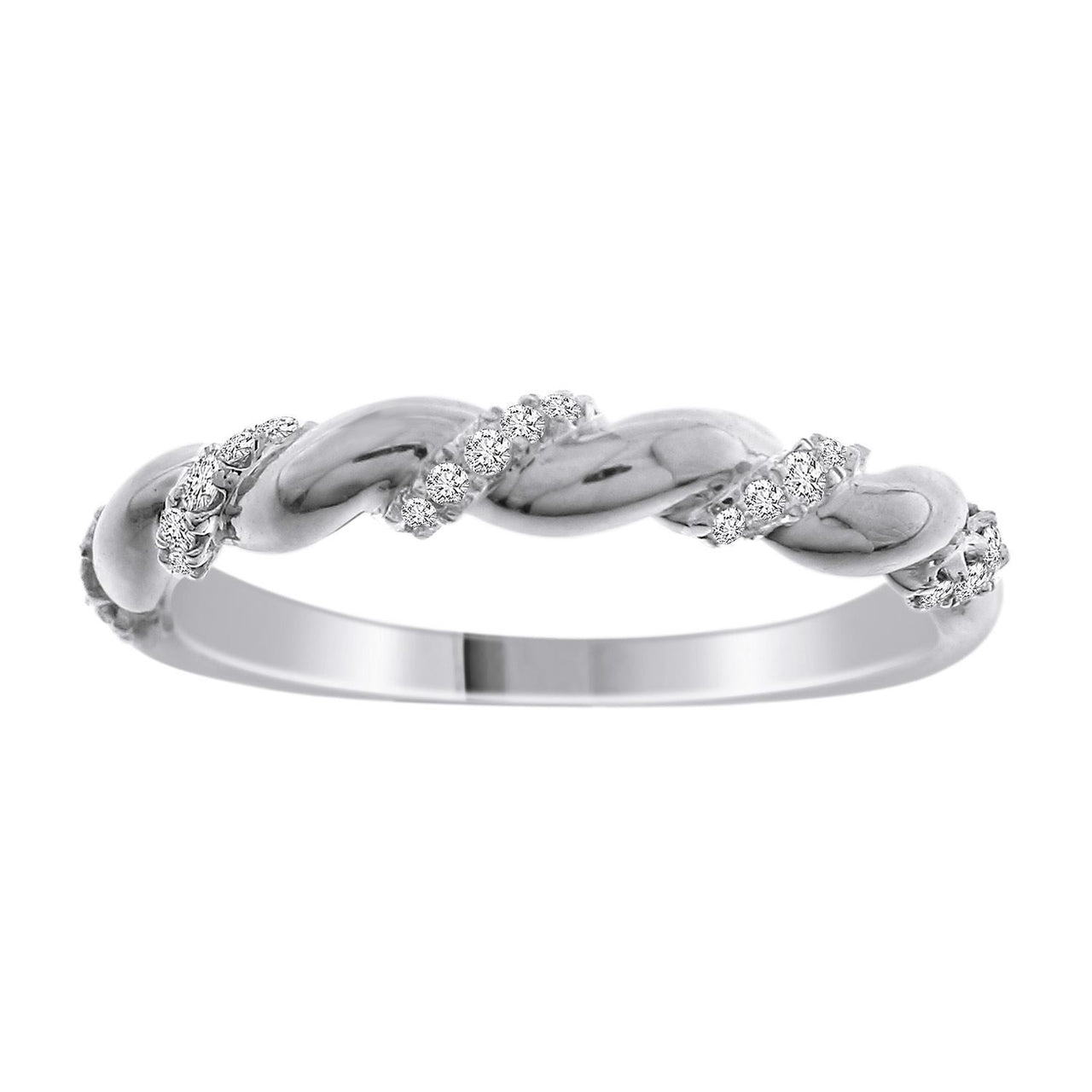 LADIES STACKABLE BAND 1/10 CT ROUND DIAMOND LADIES 14K WHITE GOLD