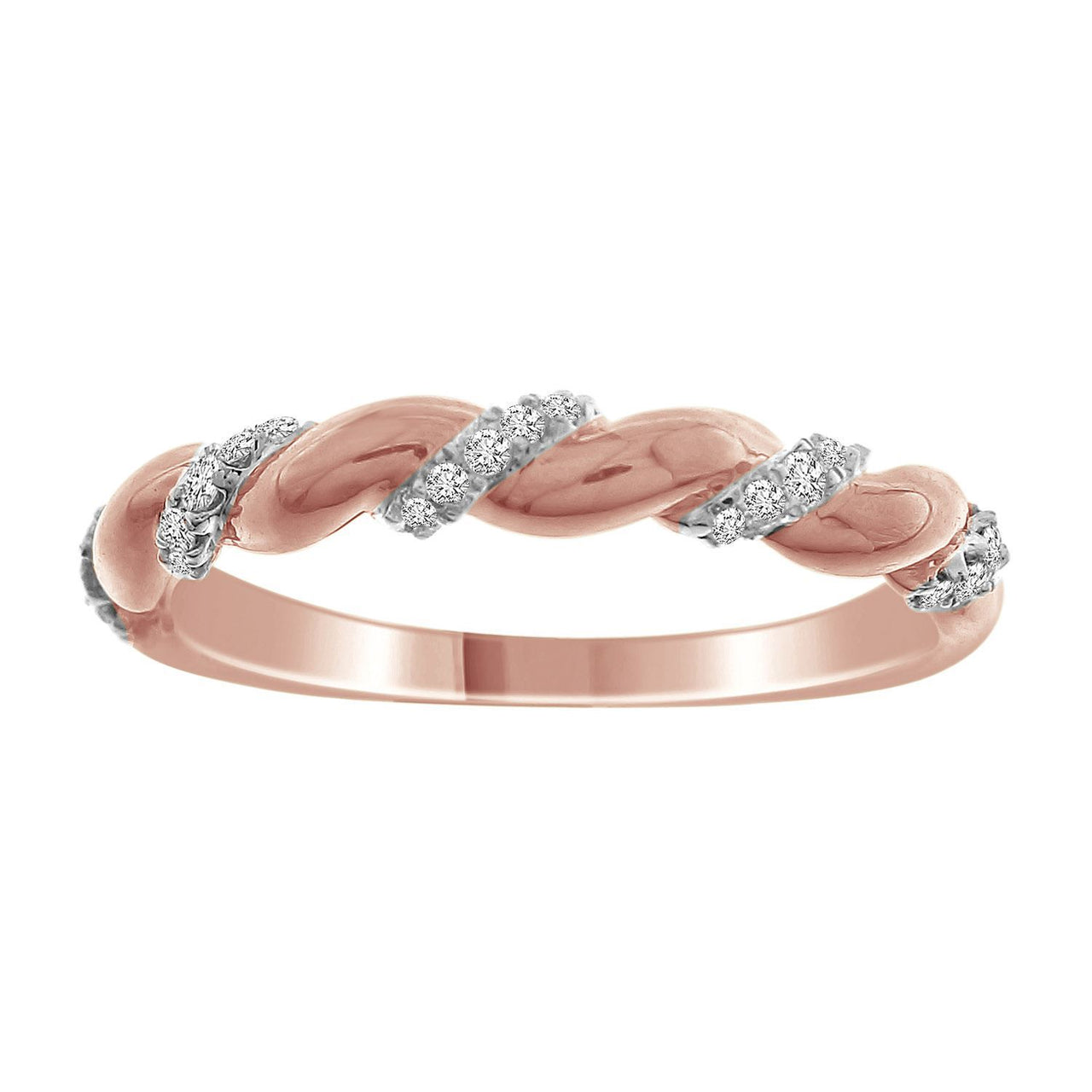 LADIES STACKABLE BAND 1/10 CT ROUND DIAMOND LADIES 14K ROSE GOLD