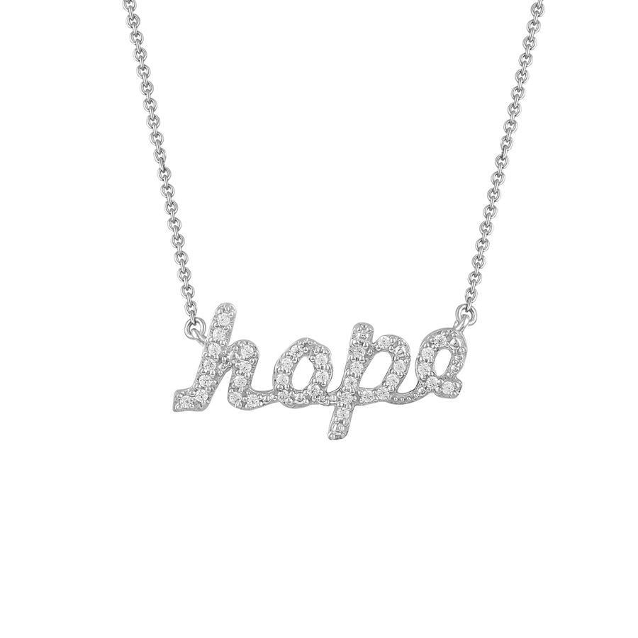 LADIES NECKLACE 1/10 CT ROUND DIAMOND 10K WHITE GOLD