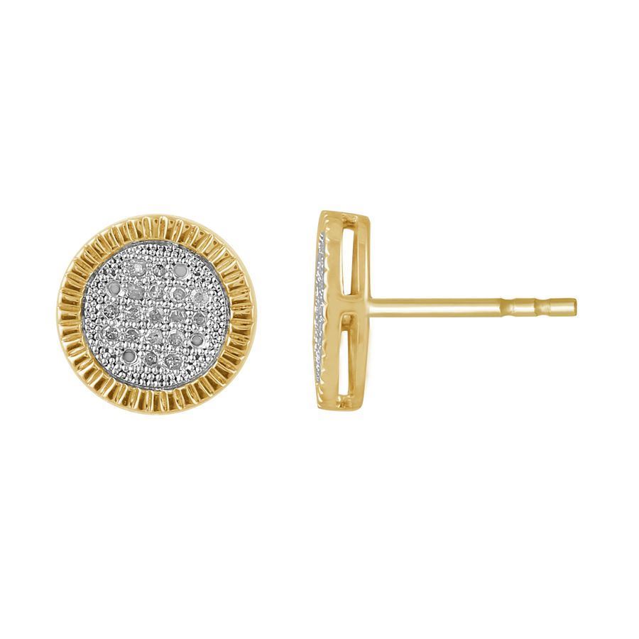 MEN'S EARRINGS 1/10 CT ROUND DIAMOND 10K YELLOW GOLD