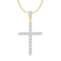 Thumbnail for MEN'S CROSS 2 CT ROUND DIAMOND 14K YELLOW GOLD