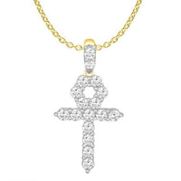 Thumbnail for MEN'S CROSS 1 CT ROUND DIAMOND 14K YELLOW GOLD