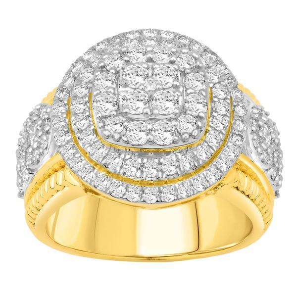 MEN'S RING 2 3/4 CT ROUND 10K YELLOW GOLD