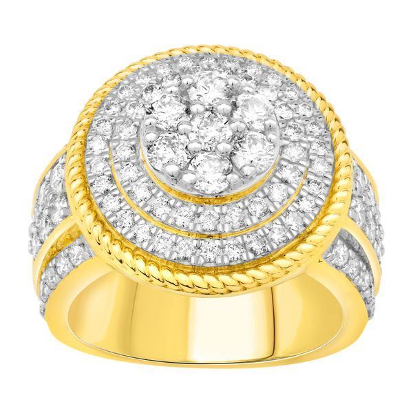 MEN'S RING 3 CT ROUND 10K YELLOW GOLD