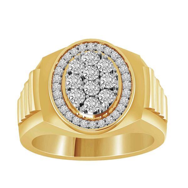 MEN'S RING 1/2 CT ROUND DIAMOND 10K YELLOW GOLD