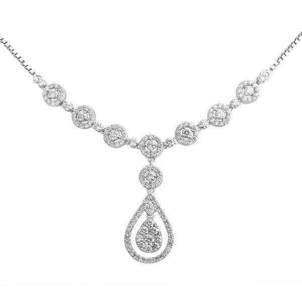 LADIES NECKLACE 2 3/4 CT ROUND DIAMOND 10K WHITE GOLD