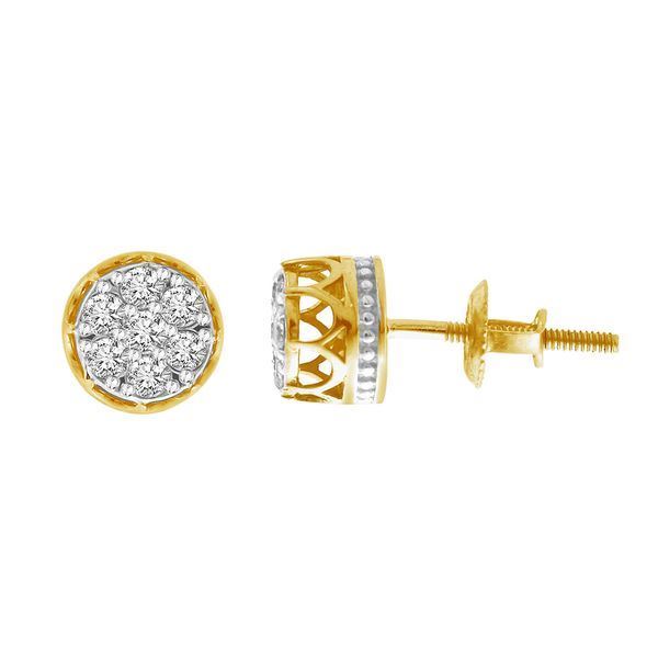 MEN'S EARRING 1/4 CT ROUND DIAMOND 10K YELLOW GOLD