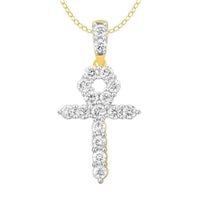 Thumbnail for MEN'S CROSS 2 CT ROUND DIAMOND 14K YELLOW GOLD