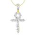 MEN'S CROSS 2 CT ROUND DIAMOND 14K YELLOW GOLD
