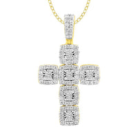 Thumbnail for MEN'S CROSS 1 CT ROUND DIAMOND 10K YELLOW GOLD