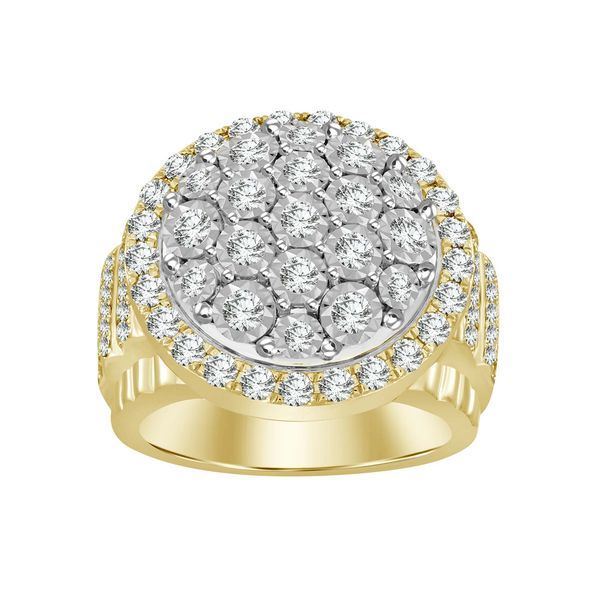 MEN'S RING 2 1/2 CT ROUND DIAMOND 14K YELLOW GOLD