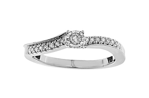 LADIES RING 1/6 CT ROUND DIAMOND 10K WHITE GOLD