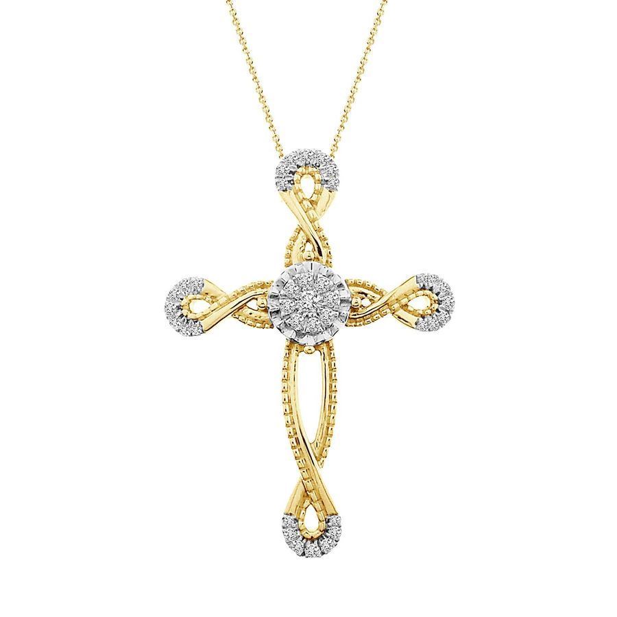 LADIES PENDANT 1/5  CT ROUND DIAMOND 10K YELLOW GOLD