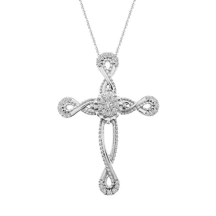 LADIES PENDANT 1/5  CT ROUND DIAMOND 10K WHITE GOLD