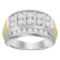 Thumbnail for MEN'S RING 3 CT ROUND DIAMOND 10K TT WHITE & YELLOW GOLD
