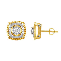 Thumbnail for MEN'S EARRINGS 1/2 CT ROUND DIAMOND 10K YELLOW GOLD