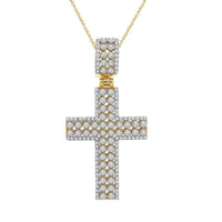 Thumbnail for MENS CROSS PENDANT 3/4 CT ROUND DIAMOND 10K YELLOW GOLD