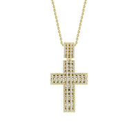 Thumbnail for MEN'S CROSS 1 CT ROUND DIAMOND 14K YELLOW GOLD