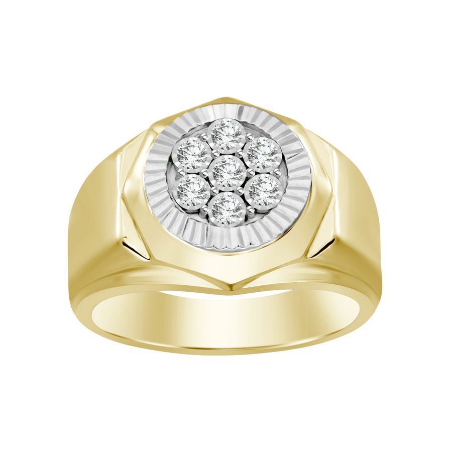MEN'S RING 1/4 CT ROUND DIAMOND 10K YELLOW GOLD