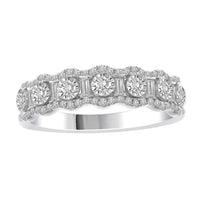 Thumbnail for LADIES BAND 1/2 CT ROUND/BAGUETTE DIAMOND 14K WHITE GOLD