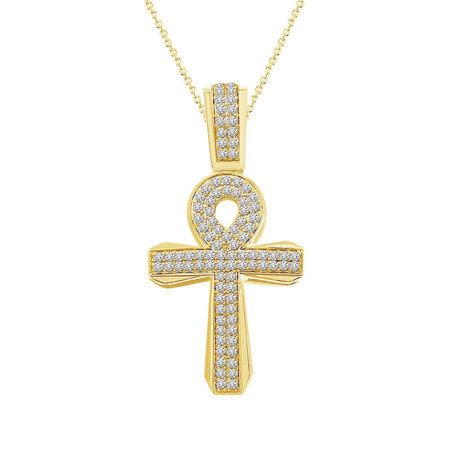 MEN'S CHARM 1 CT ROUND DIAMOND 10K YELLOW GOLD