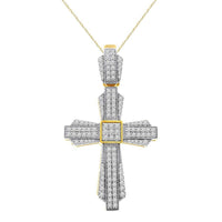 Thumbnail for MENS CROSS PENDANT 1 CT ROUND DIAMOND 10KT YELLOW GOLD