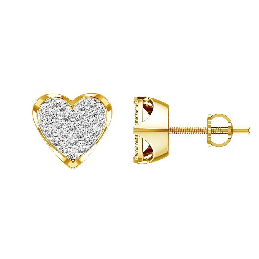 MEN'S EARRINGS 1/6 CT ROUND DIAMOND 10K YELLOW GOLD