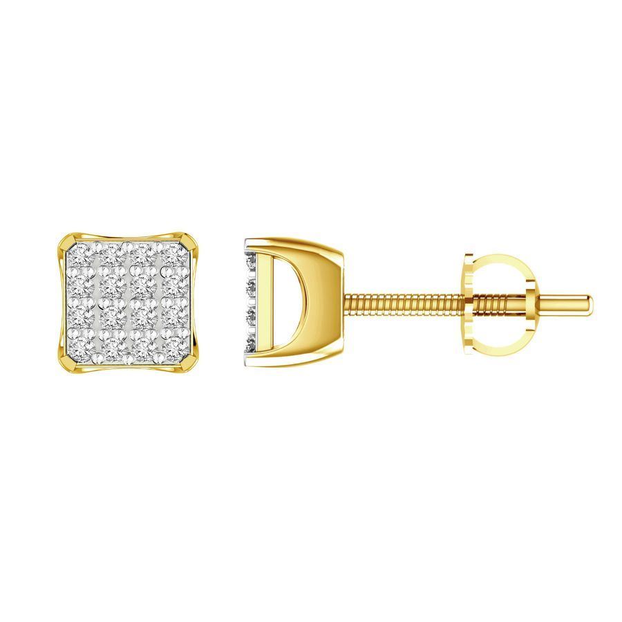 MEN'S EARRINGS 1/6 CT ROUND DIAMOND 10K YELLOW GOLD