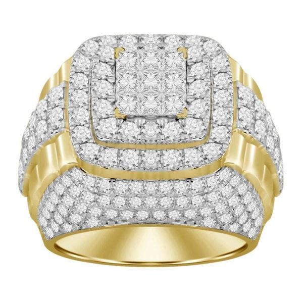 MEN'S RING 5 CT ROUND/PRINCESS DIAMOND 10K YELLOW GOLD