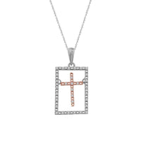 Thumbnail for LADIES PENDANT WITH CHAIN 1/10 CT ROUND DIAMOND SILVER 10K ROSE PLATED