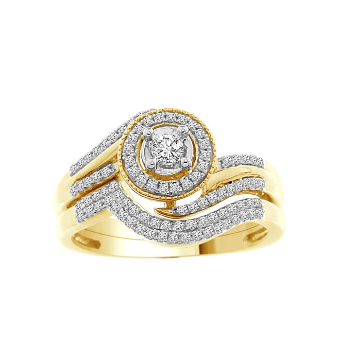 LADIES BRIDAL RING 1/3 CT ROUND DIAMOND 10K YELLOW GOLD