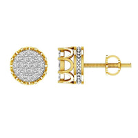 Thumbnail for MEN'S EARRINGS 1/3 CT ROUND DIAMOND 10K YELLOW GOLD 